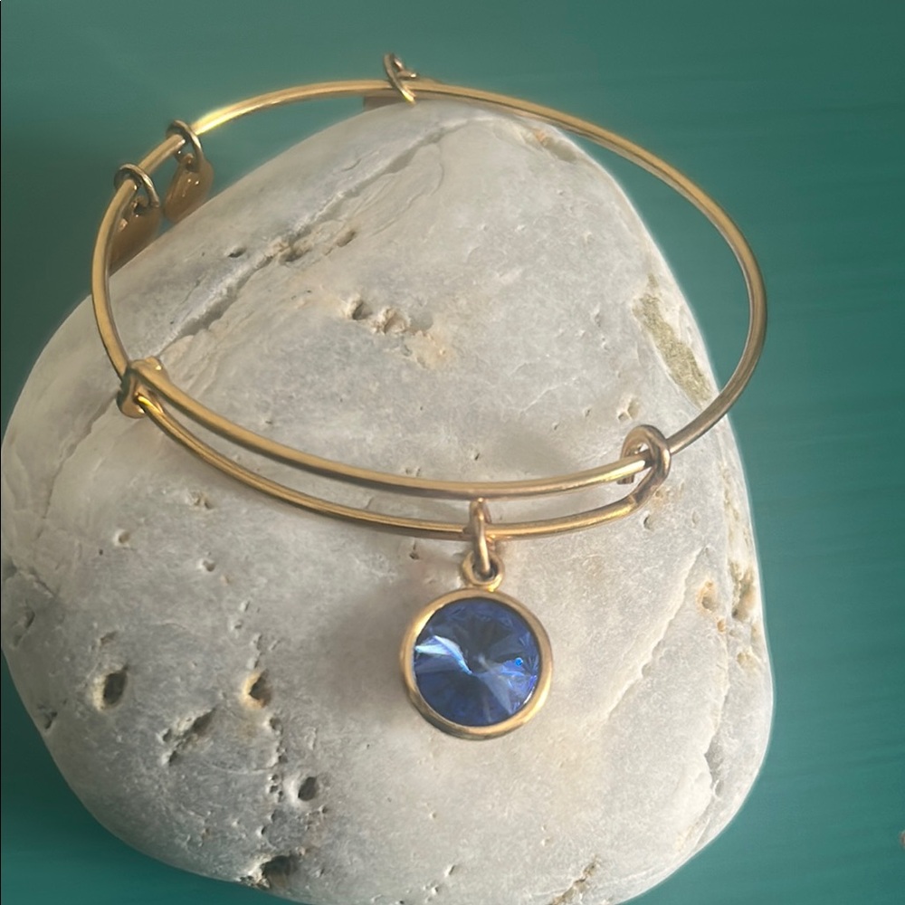 Alex and Ani September Birthstone Sapphire Crystal Charm Bangle Bracelet